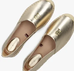 gouden tommy hilfiger espadrilles th logo metallic leather