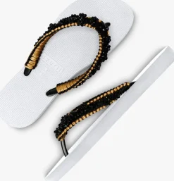 gouden uzurii teenslippers macrame lizzy