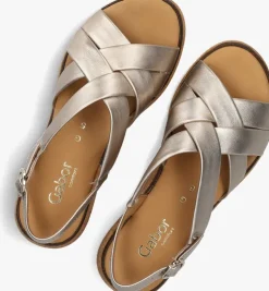 goudkleurig gabor platte sandalen 823.1