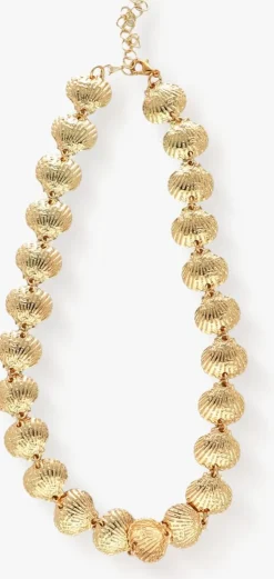 goudkleurig notre-v kettingen necklace shells