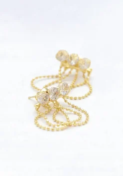 goudkleurig notre-v oorbellen earring small triple