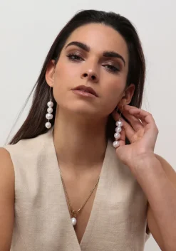 goudkleurig notre-v oorbellen earring pearls