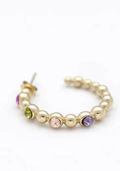 goudkleurig notre-v oorbellen earring stone multi