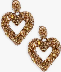 goudkleurig paulie pocket oorbellen beaded hearts earrings
