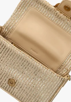 goudkleurig pinko schoudertas love one mini slouchy