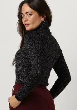 grijze access coltrui lurex knitted turtleneck top