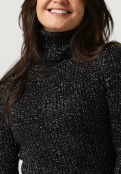 grijze access coltrui lurex knitted turtleneck top