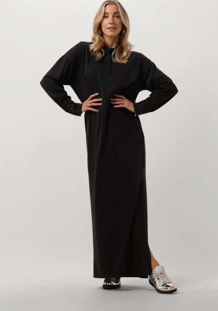 grijze alix the label maxi jurk ladies knitted maxi polo dress