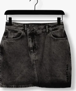 grijze alix the label minirok ladies woven asymetric denim mini skirt