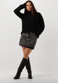 grijze alix the label minirok ladies woven asymetric denim mini skirt