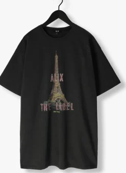 grijze alix the label mini jurk ladies knitted paris t-shirt dress