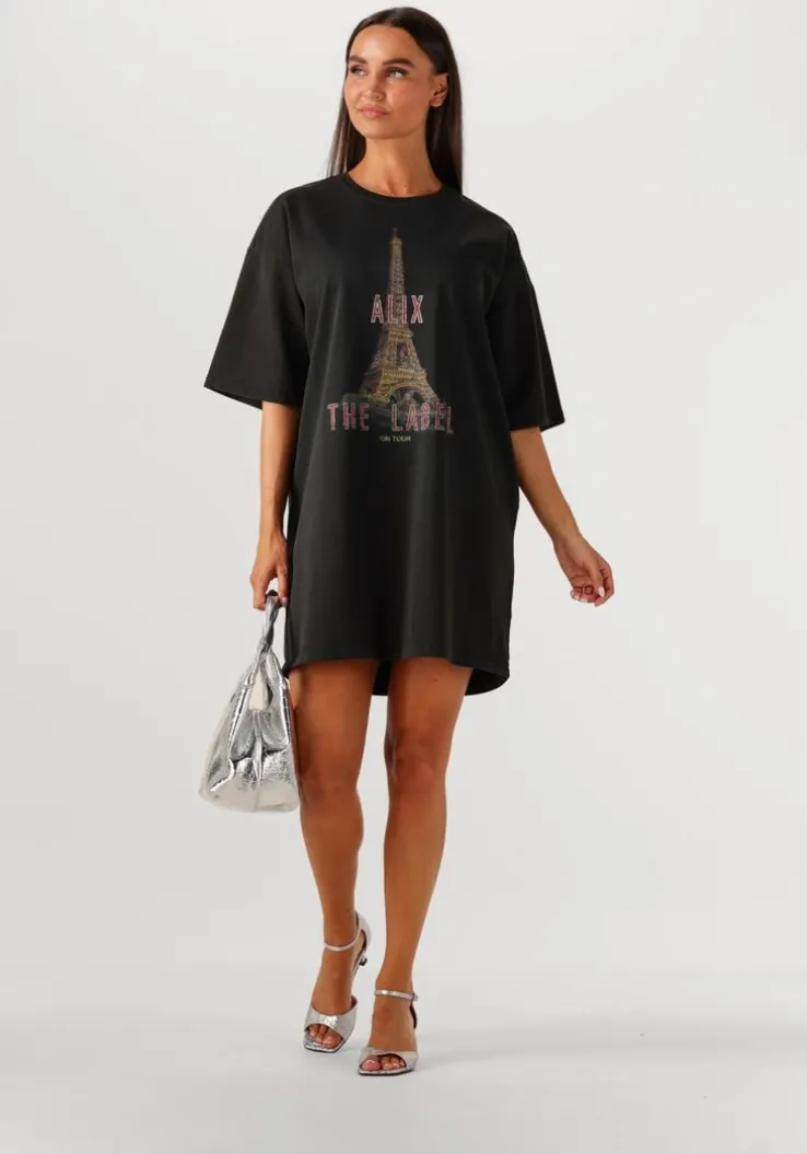grijze alix the label mini jurk ladies knitted paris t-shirt dress