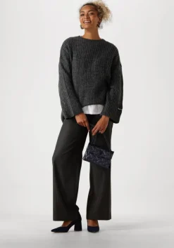 grijze alix the label pantalon ladies woven wide leg pants