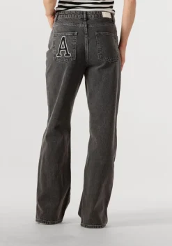 grijze alix the label straight leg jeans ladies woven relaxed denim pants