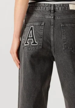 grijze alix the label straight leg jeans ladies woven relaxed denim pants