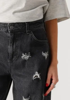 grijze alix the label straight leg jeans ladies woven destroyed denim pants