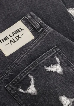 grijze alix the label straight leg jeans ladies woven destroyed denim pants
