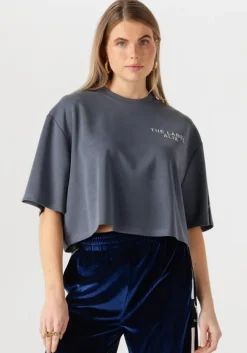 grijze alix the label t-shirt ladies knitted flowy cropped tshirt