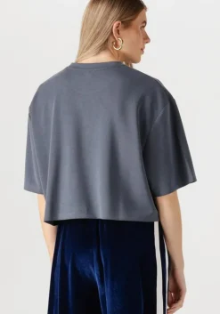 grijze alix the label t-shirt ladies knitted flowy cropped tshirt