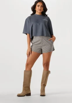 grijze alix the label t-shirt ladies knitted flowy cropped tshirt