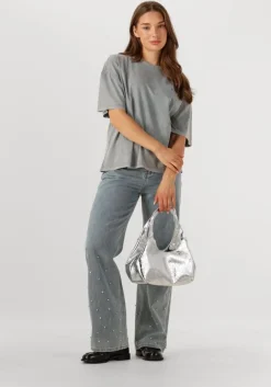 grijze alix the label t-shirt ladies knitted print t-shirt