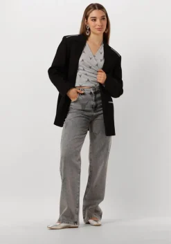 grijze alix the label wide jeans ladies woven strass bull pants