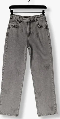 grijze alix the label wide jeans ladies woven strass bull pants