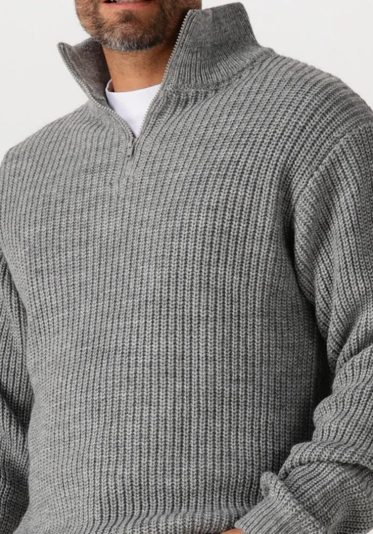 grijze american vintage trui crashway half zip h