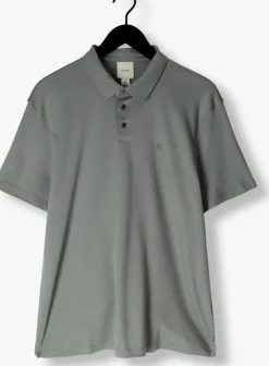 grijze calvin klein polo ss supima chest emb