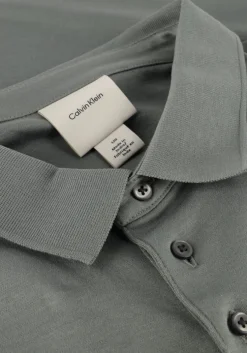 grijze calvin klein polo ss supima chest emb