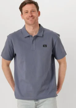 grijze calvin klein polo woven label polo