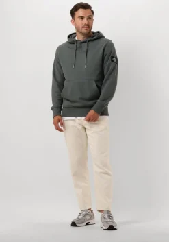 grijze calvin klein sweater badge hoodie