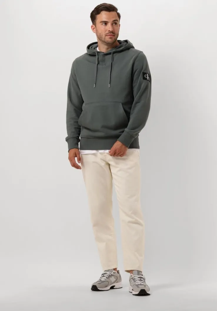grijze calvin klein sweater badge hoodie