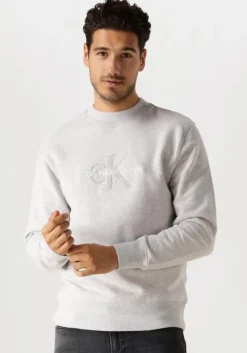 grijze calvin klein trui chenille monologo crew neck
