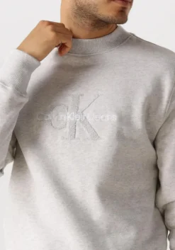 grijze calvin klein trui chenille monologo crew neck