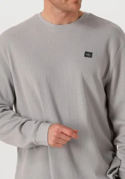 grijze calvin klein trui ls waffle badge crewnk tee
