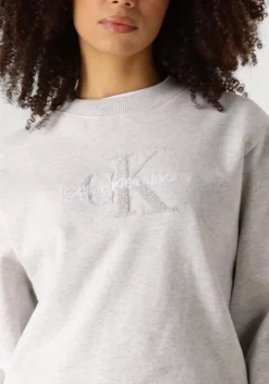 grijze calvin klein trui chenille monologo crewneck