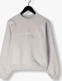 grijze calvin klein trui chenille monologo crewneck