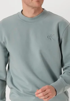 grijze calvin klein trui interlock crew neck