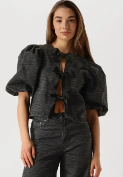 grijze co'couture blouses zebra bow blouse