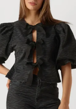 grijze co'couture blouses zebra bow blouse