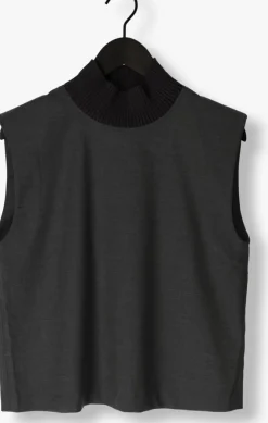 grijze co'couture gilet kaya rib turtleneck vest