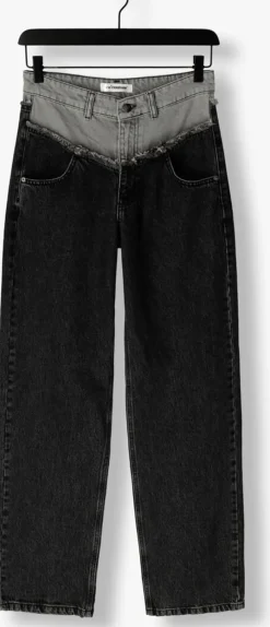 grijze co'couture wide jeans grey mix block long jeans