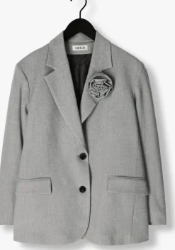 grijze edited blazer kainoa blazer with brooch