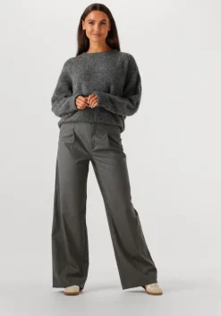 grijze gestuz wijde broek gzpaula melange mw wide pants