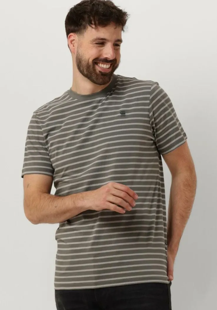 grijze g-star raw t-shirt stripe slim r t