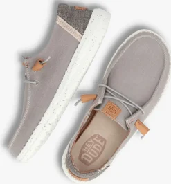 grijze heydude instappers wendy washed canvas