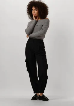 grijze minus trui fame off shoulder knit pullover