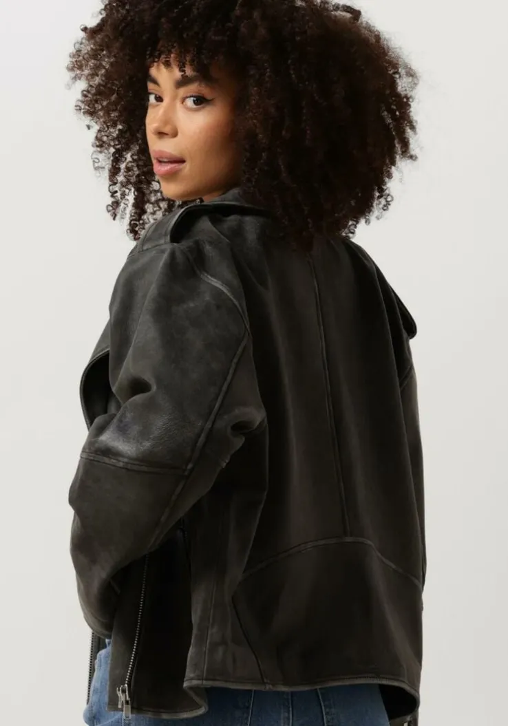 grijze modström leren jas hullamd jacket