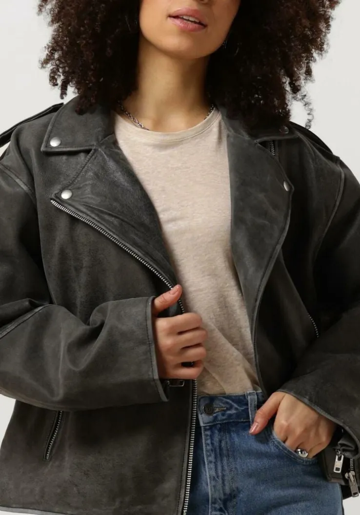 grijze modström leren jas hullamd jacket